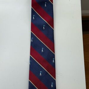 Brooks Brothers Navy and Red Striped Tie with Golf Design
